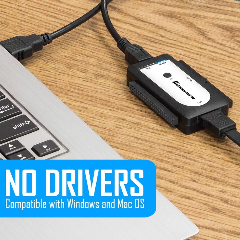 Kingwin USI-2535 USB 2.0 to SATA/IDE Adapter for 2.5 Inch, 3.5 Inch, 5.25 Inch Hard Drives with One Touch Back-Up, Power Supply Included - Image 2